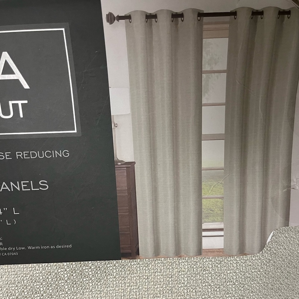 Luna Blackout Noise Reducing 84” Curtains - Set of 2 Panels - Metallic Beige